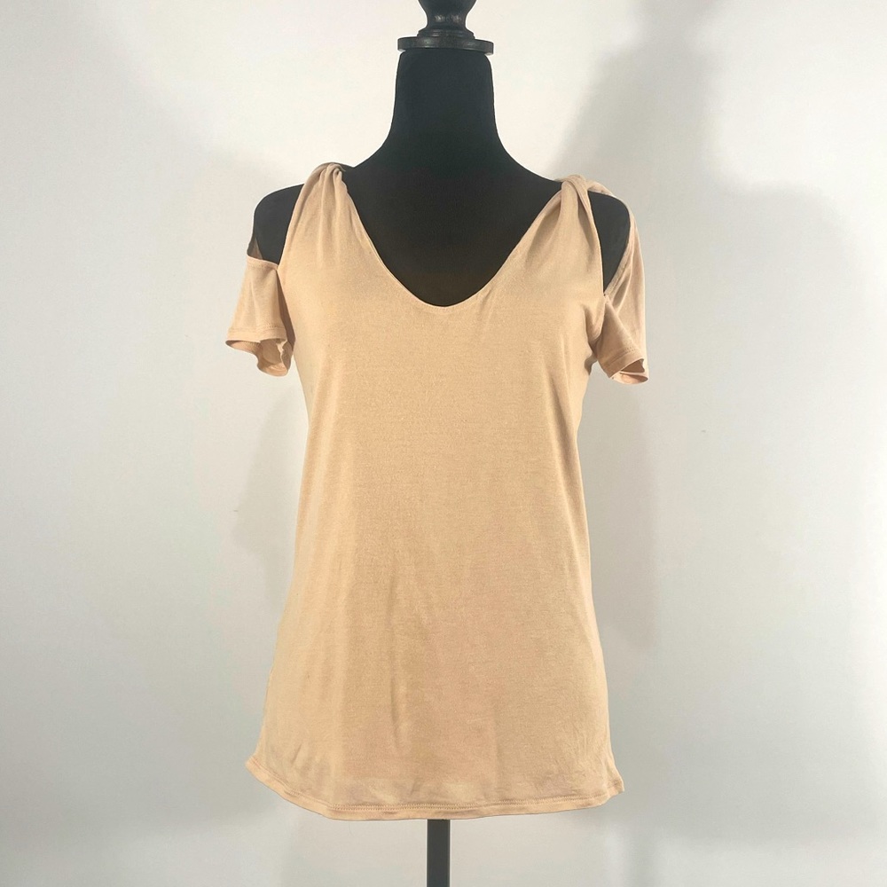 BCBG Max Azaria Light Pink, Blush, Cream Peep hole, Slits,Twist Top,Small
